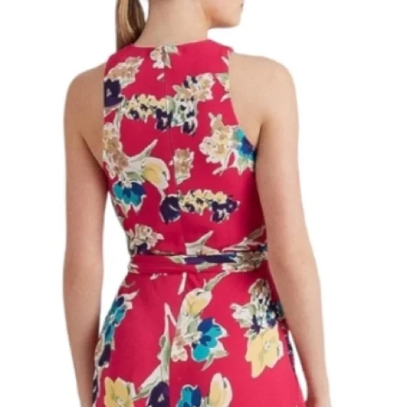 Lauren Ralph Lauren Fuchsia Floral Halter Midi Dress - Picture 6 of 16